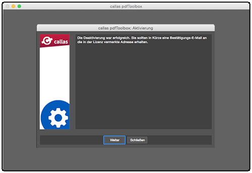Rückmeldung über die Deaktivierung