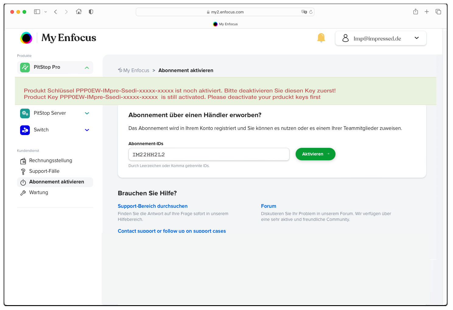 Hinweis beim Aktivieren des Abonnements über die fehlende Deaktivierung