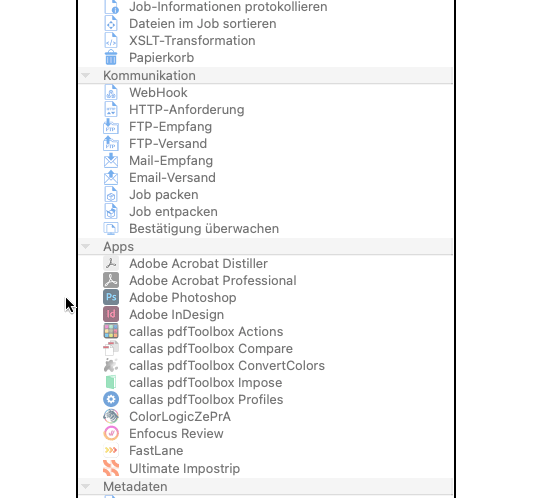 Bei Mausbewegung über ein Flow-Element erscheint die Versionsnummer
