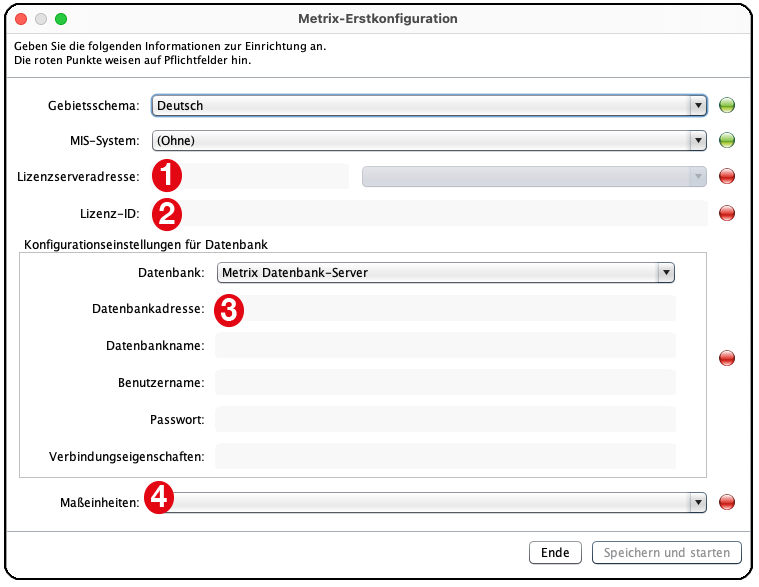 Konfiguration beim ersten Start