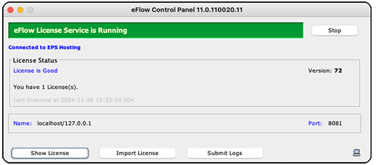 Der eFlow Manager liefert die Metrix Lizenz aus.