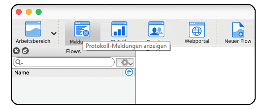 Über den Designer kann im Menü das Protokoll in einem Webbrowser dargestellt werden