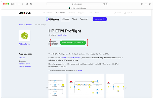 Die App kann nur über einen Reseller erworben werden