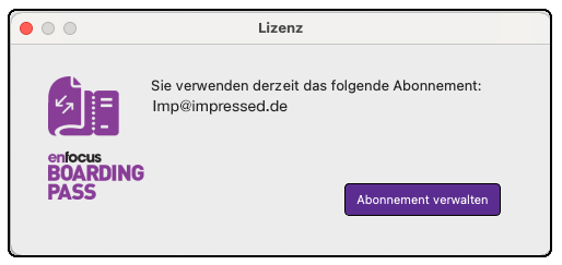 Anmeldung erfolgreich, Zugriff auf das Abonnement