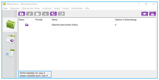 Der PitStop Server Monitor zeigt die zur Verwendung eingesetzten Benutzer