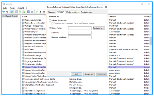 Eintrag für Benutzer mit Passwort