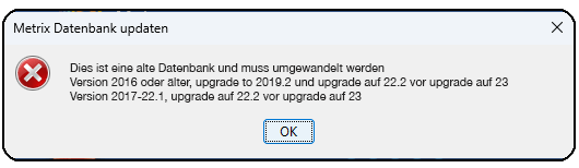 Hinweis über die Zwischeninstallationen von Metrix