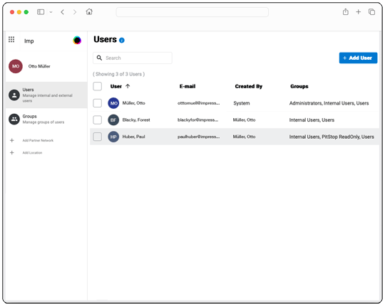Einteilung und Zuweisung von Benutzern in Gruppen und Berechtigungen