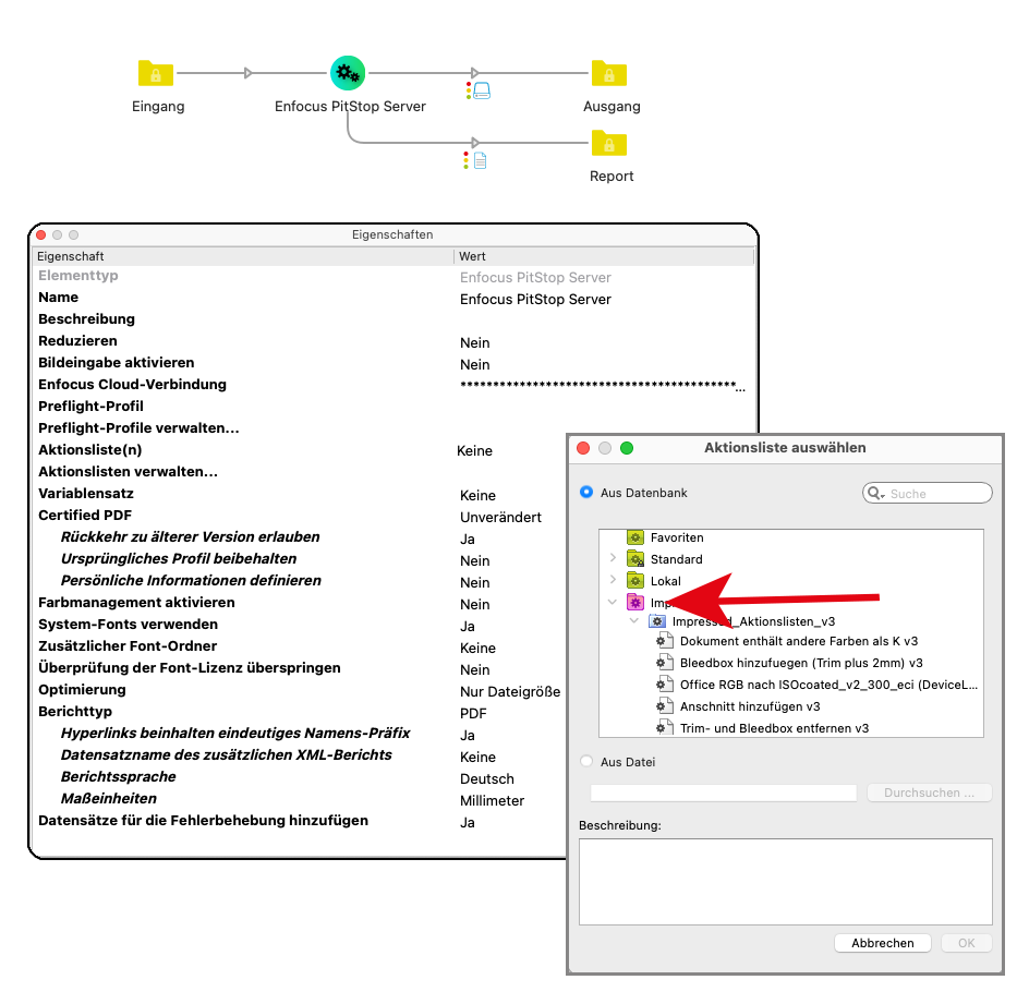 Der PitStop Server Konfigurator benötigt den Token aus Enfocus Cloud