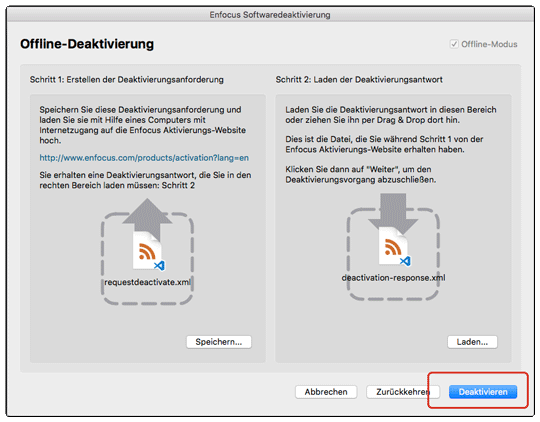 Import der Deaktivierungsdatei
